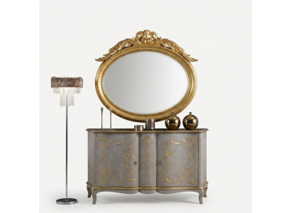 Ovale Spigel Wandspigel handgemaachte Holzrahmen Glas Barock Rokoko Gold