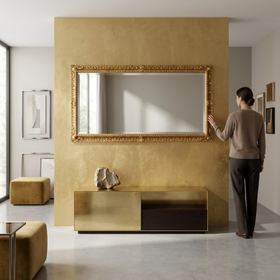 Wandspigel Holzrahmen Spigel Kader Design Rokoko Barock Wunnzëmmer Miwwelen Nei