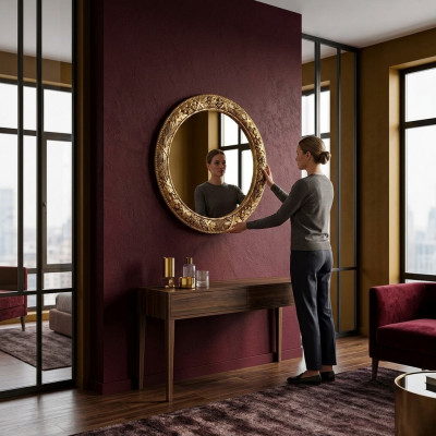 Klassesche Wandspigel Holz Spigel Miwwel Nei Barock Ronn Ronne Kader Wand Nei