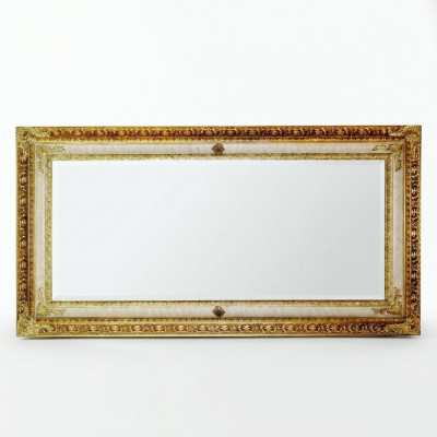 Klassesche Wandspigel Holzrahmen Spigel Miwwel Gold 104x194 Glas Kader Wand