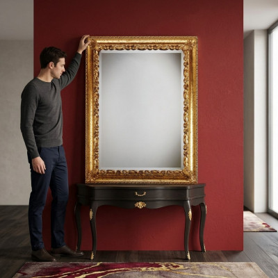 Design XXL Spigel Wandspigel Echt Holz Kader Hängespigel Luxus Miwwel Barock