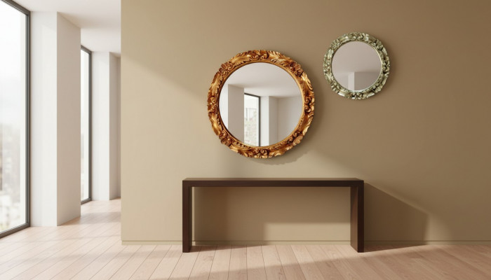 Modernt Grousst Wandspeigel Spigel Eechte Holz Rumm Hänkspeigel Luxus Miwwelen