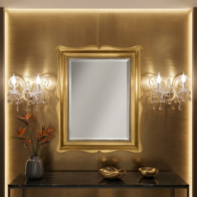 Spigel Miwwel Barock Klassesch Wandspigel Holz 85x105 Glas Kader Wand Gold