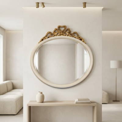 Gankspeechel Spigel Wandspigel Buedzëmmer Ronn Holz Wand Dekoratioun Spigelche Barock