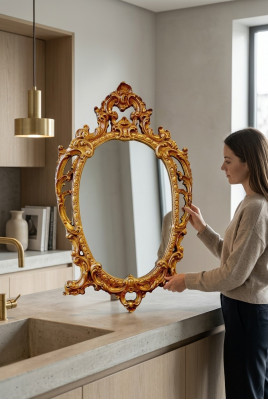 Klassesche Groussen Spigel Wandspigel Hängspigel Holz Gold Garde-Robe 64x104cm