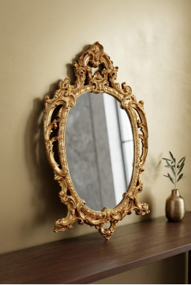 Klassesche Groussen Spigel Wandspigel Hängspigel Holz Gold Garde-Robe 64x104cm