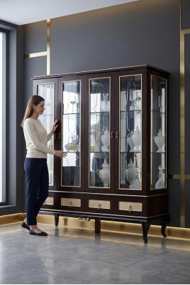 Klassesch Design Vitrin Schaf Italienesch Miwwelen Vitrinen Glas Nei