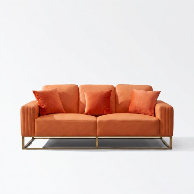 Dräisëtzer Couch Polster Lieder Canapé 3 Sëtzeren Couchen Holz Modern Stil Canapéen