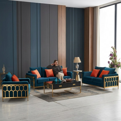 Sofagarnitur 3+2+1 Sëtzer Relax Set Design Sofen Polster Canapéen Lieder