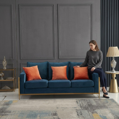 Dräisëtzer Couch Polster Sofa Design 3er Sëtz Sofas Zëmmer Miwwelen Beige