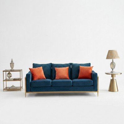 Dräisëtzer Couch Polster Sofa Design 3er Sëtz Sofas Zëmmer Miwwelen Beige