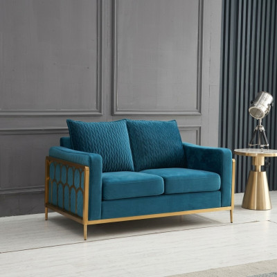 Sofa 2 Sëtzer Couch Design Polster Modern 100% Textil Stoff Modern