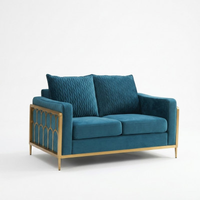 Sofa 2 Sëtzer Couch Design Polster Modern 100% Textil Stoff Modern