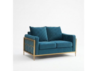 Sofa 2 Sëtzer Couch Design Polster Modern 100% Textil Stoff Modern