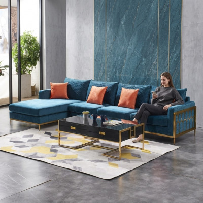 Eckcouch Gro Stoff L Form Couch Canapé Canapé Design Polster Textil Modern.