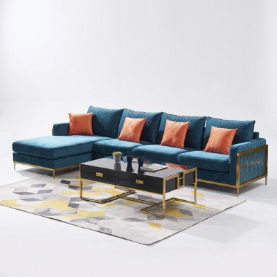 Ecksofa L Form Couchtisch Sofa Canapé Design Polster Luxus Blo Dësch