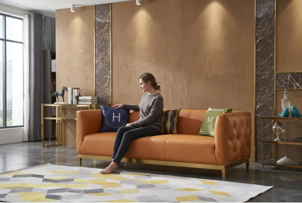 Designer Sofa 3 Sëtzer Modern Couch Polstersofa Designsofa Dräisëtzer