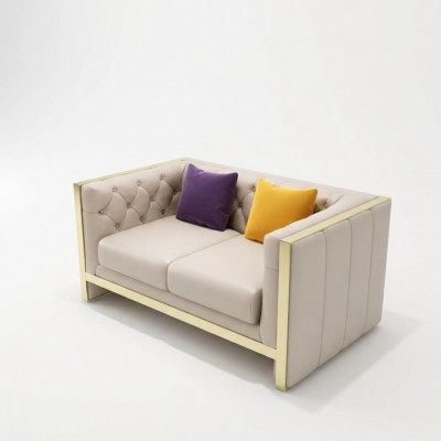 Sofa 2 Sëtzer Liederstull Couch Wunnlandschaft Garnitur Design Modern