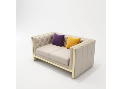 Sofa 2 Sëtzer Liederstull Couch Wunnlandschaft Garnitur Design Modern