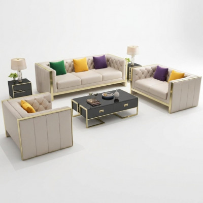 Sofagarnitur 3+2+1 Sëtzer Set Design Sofa Polster Kanapéë Couch Modern Luxus