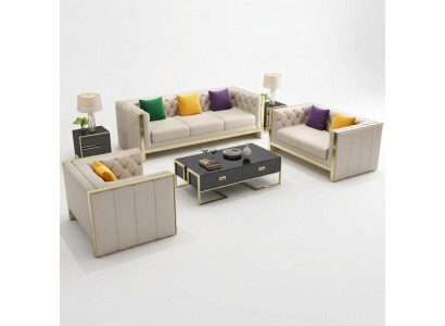 Sofagarnitur 3+2+1 Sëtzer Set Design Sofa Polster Kanapéë Couch Modern Luxus