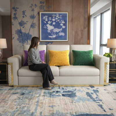 Design Këssen Luxus Sëtz Sofa Canapé Textil Sofa 3 Sëtz Kënschtlecher Lieder Dräi-Sëtz !