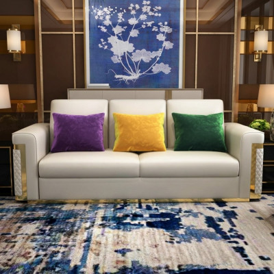 Design Këssen Luxus Sëtz Sofa Canapé Textil Sofa 3 Sëtz Kënschtlecher Lieder Dräi-Sëtz !