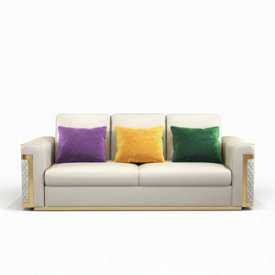 Design Këssen Luxus Sëtz Sofa Canapé Textil Sofa 3 Sëtz Kënschtlecher Lieder Dräi-Sëtz !