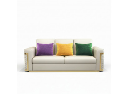 Design Këssen Luxus Sëtz Sofa Canapé Textil Sofa 3 Sëtz Kënschtlecher Lieder Dräi-Sëtz !