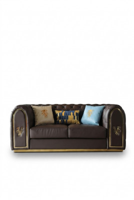 Dreiséitzer Design Sofa 3 Sëtzer Relax Sofas Polster Couch Sëtz Chesterfield Nei