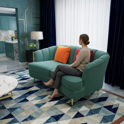 Zwee-Sëtz-Sofa 2 Sëtz-Design-Sofa Polster Modern Sëtz Stoff Textil Couch !