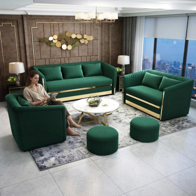 Sofagarnitur Textil Canapé Garnituren Design Modern Sofa 3+1 Sëtzer Sofaen