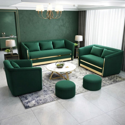 Sofagarnitur Textil Canapé Garnituren Design Modern Sofa 3+1 Sëtzer Sofaen