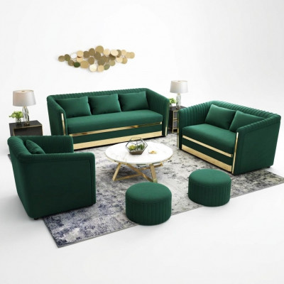 Sofagarnitur Textil Canapé Garnituren Design Modern Sofa 3+1 Sëtzer Sofaen