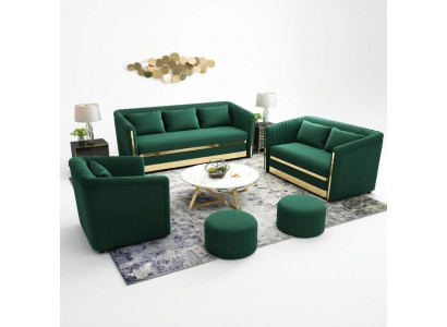 Sofagarnitur Textil Canapé Garnituren Design Modern Sofa 3+1 Sëtzer Sofaen