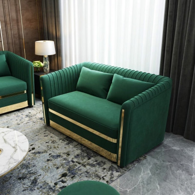 Gréng Designer Sofa Couch Polster XXL 2 Sëtzer Grouss Sofas Couchen Textil Lieder
