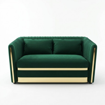 Gréng Designer Sofa Couch Polster XXL 2 Sëtzer Grouss Sofas Couchen Textil Lieder
