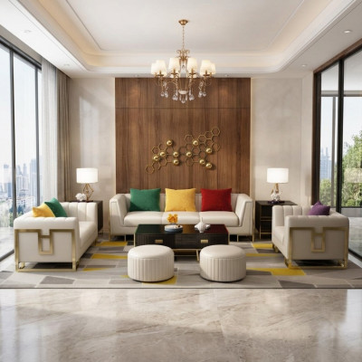 Sofagarnitur Grouss Set 3+1 Sëtzer Lieder Sofa Couch Garnitur Design Couchen