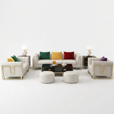 Sofagarnitur Grouss Set 3+1 Sëtzer Lieder Sofa Couch Garnitur Design Couchen