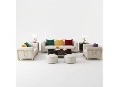 Sofagarnitur Grouss Set 3+1 Sëtzer Lieder Sofa Couch Garnitur Design Couchen