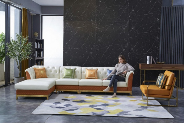 Design Sofa Couch Ecksofa Luxus Hocker Polster Garnitur Wunnlandschaft