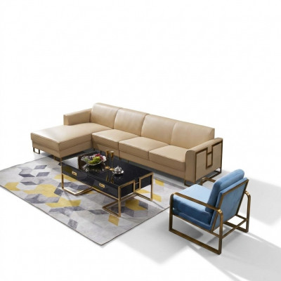 Modern Sofa Ecksëtz L-Form Fauteuil Couchtisch Pouf Ecksëtz Polster