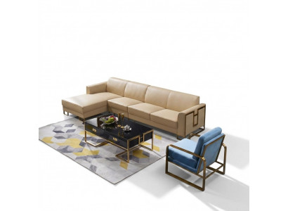 Modern Sofa Ecksëtz L-Form Fauteuil Couchtisch Pouf Ecksëtz Polster