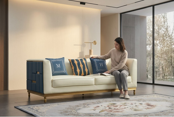 Design Klassiker Modern Big XXL 3 Sëtzer Couch Konschtlieder Sofas Couchen