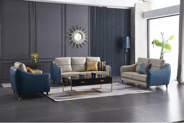 Design Klassiker Chesterfield Grouss XXL 3-Sëtzer Couch Lieder Textil Sofaen
