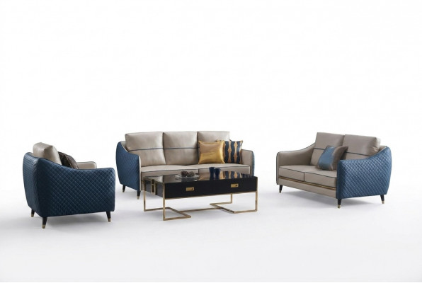 Design Klassiker Chesterfield Grouss XXL 3-Sëtzer Couch Lieder Textil Sofaen