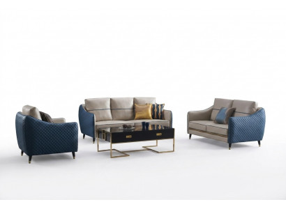 Design Klassiker Chesterfield Grouss XXL 3-Sëtzer Couch Lieder Textil Sofaen