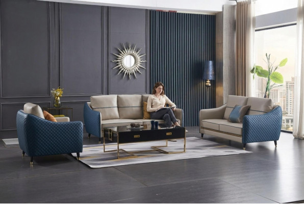 Canapé 2 Sëtzer Design Canapéen Polster Couchen Textil Relax Modern Sëtz
