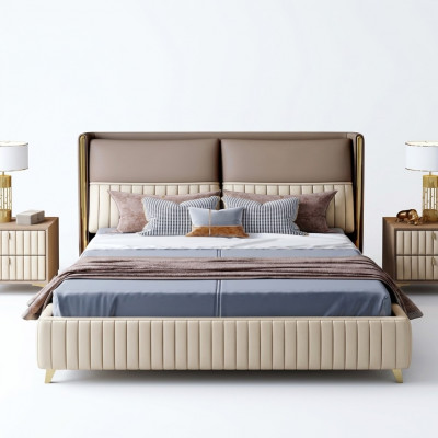 Bett 3-delig Schlofzëmmer Set Design Modern Luxus Schlofzëmmer Nuetsschaf.