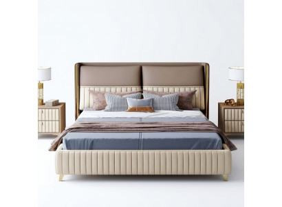 Bett 3-delig Schlofzëmmer Set Design Modern Luxus Schlofzëmmer Nuetsschaf.